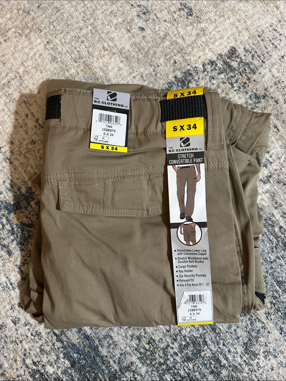 BC Clothing Co. Men’s Stretch Convertible Cargo Pants - Tan